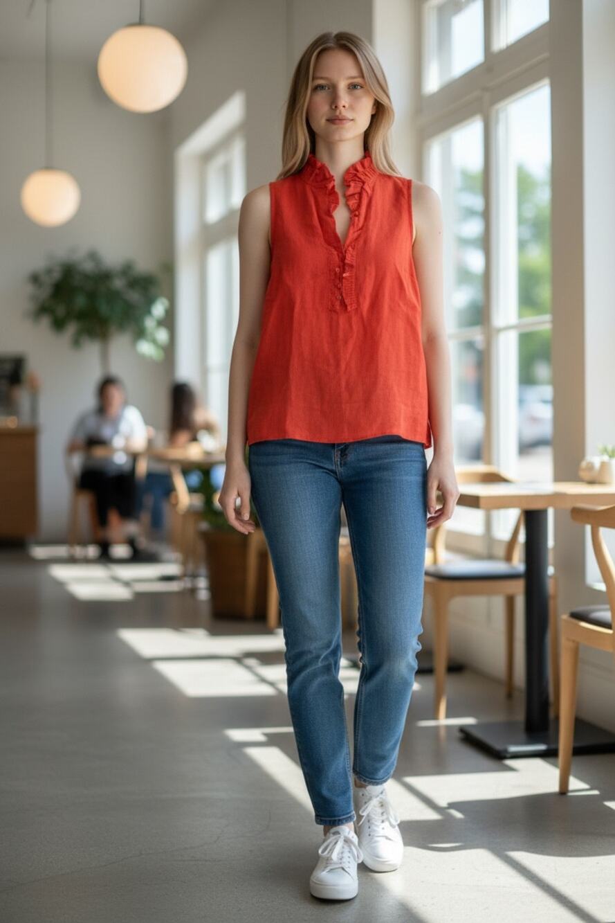 J CREW Silk Top Size 2 Orange Fall Ruffle Tank